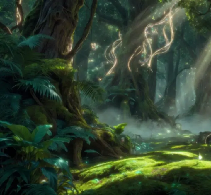 Mystical fantasy forest representing the Vantage Leaf world