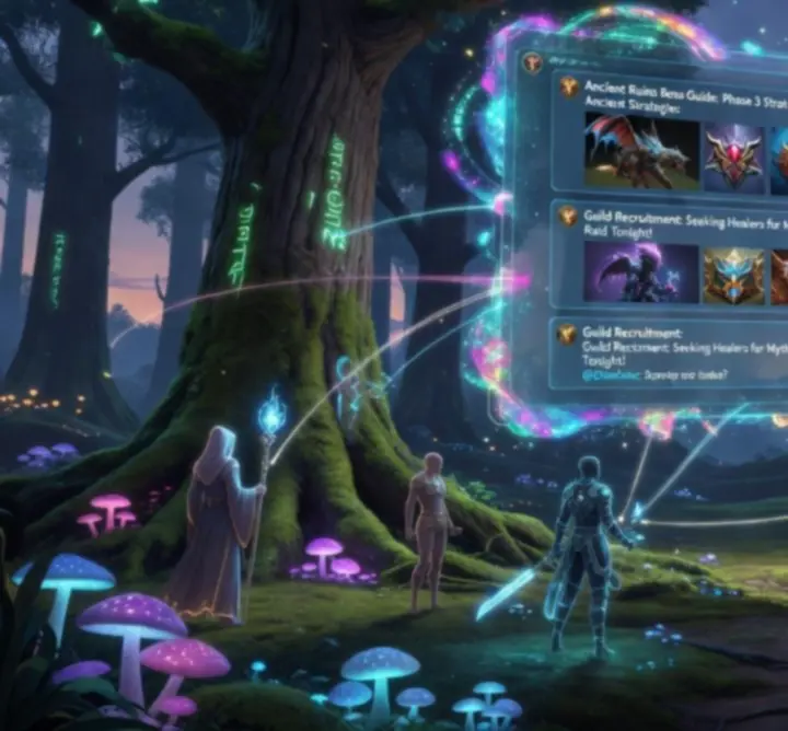 Online fantasy game community forum interface with players discussing strategies
