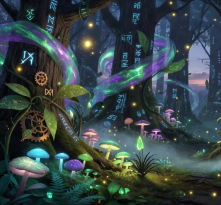 Glowing magical forest scene representing nature and magic systems in Tarisland mechanics