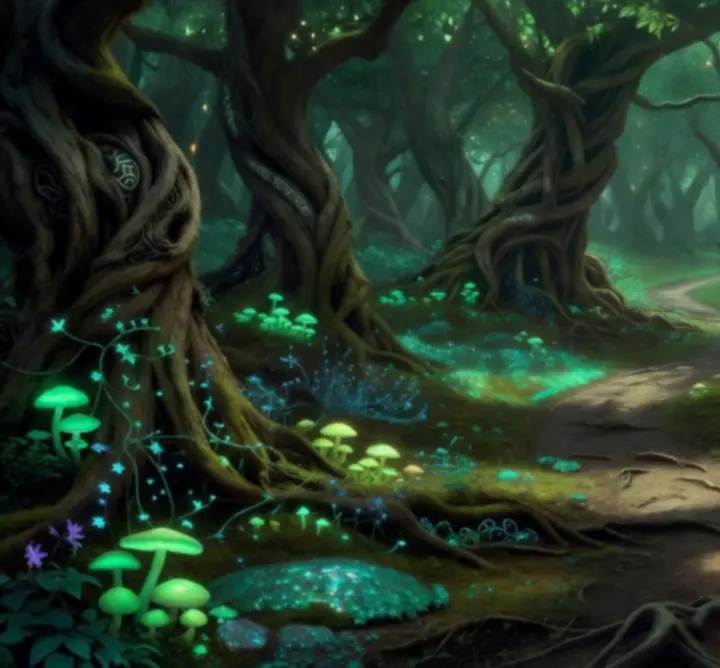Magical forest path representing fantasy world exploration